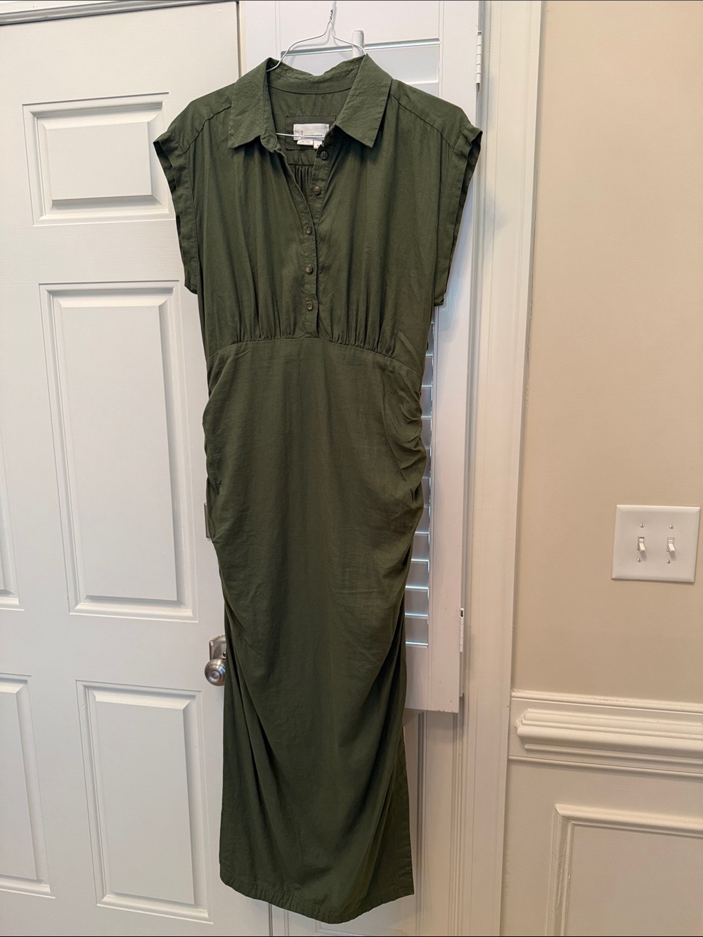 Anthropologie Olive Green Maxi Shirt Dress